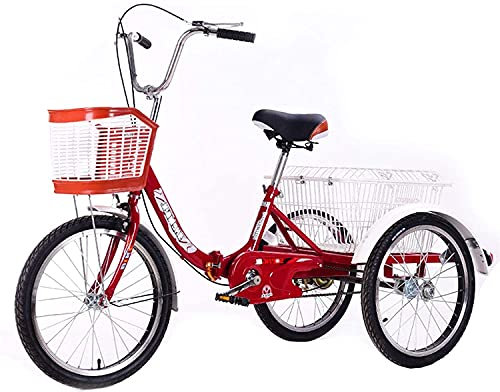 Trehjuling för vuxna, 3-hjuls cykel 3-hjuliga cyklar, trehjuling för vuxna trehjuling för kvinnor och vuxna, 20 tums 3-hjuls lastcykel med stor shoppingkorg för män