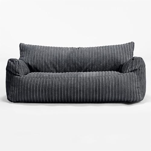 Lounge Pug Canapé Pouf Josephine pour Enfant en Velours Côtelé - Canapé Confortable pour Filles et Garçons - Noir