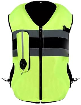 Chaleco Airbag for Motocicleta Con Cremallera Chaqueta De Equitación Reutilizable, Activa El Airbag En 0,1 S.(Green,3XL)