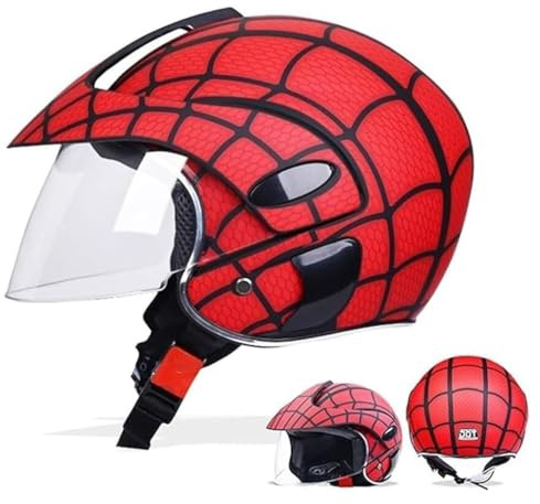 Kids Sports Cartoon Pattern Motorcycle Half Helmet for 2-7 Years Old, Child Open Face Helmet for Bicycle, Electric Scooter, Chopper, Rollerblading, ATV Helmet DOT Approved(A)