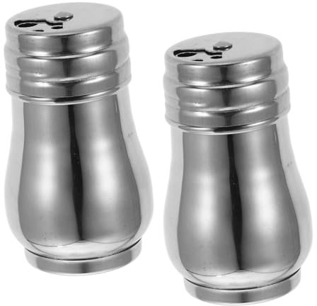 ELAYARD 2 Pezzi Castore saliera e pepiera da viaggio Shaker di sale e spargipepe in acciaio inox saliera e zuccheriera saliera e portaspezie Acciaio inossidabile Silver