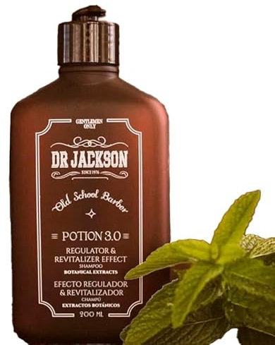 DR. JACKSON Champu Hombre 200 ML. Uso Diario 3 en 1. Shampoo Anticaspa, Pelo Graso Hombre con Efecto Acondicionador Pelo. Champu Sin Sulfatos ni Parabenos Revitalizador.