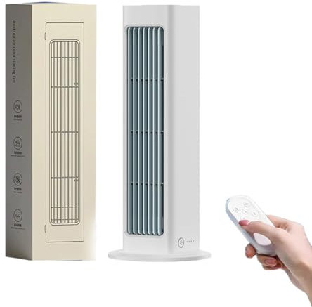 Breezamax, Breeze Max Air Cooler, Qinux Brizaac Climatiseur Mobile, Sherum Rafraichisseur D'air, Mini Climatiseur Portable, Silencieux et 3 Vitesses, Avec télécommande, Pour La Maison, Bureau (Blanc)