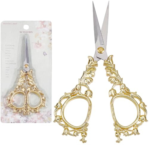 SUNNYCLUE 1 styck sysax gyllene broderisax metall för sömnad av liljekonvalj detaljer rostfritt stål blomhalsband blad sax för att skära tyg hantverksverktyg pysseltillbehör