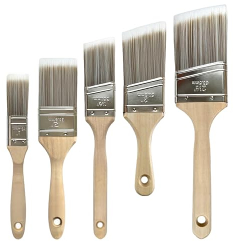 Pabbyeey Paint Brush Set of 5 – Angled Paint Brushes for Trim, Walls, Cabinets & Furniture, Wood and Decorating, Paintbrushes for Home Improvement & DIY Projects
