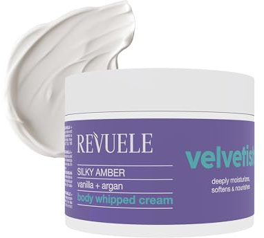 REVUELE Silky Amber Crema Corpo Soffice con Vaniglia e Argan – Idratazione Profonda, Pelle Setosa e Profumata, Nutrimento Intenso, 300 ml