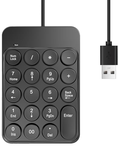 HVRFJXI Tastiera numerica USB con cavo 19 grandi lettere di stampa tastiera per computer portatile PC Notebook calcolatrice desktop