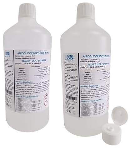 2x1L ISOPROPYLIC ALKOHOL 99,9 % EP/USP Grade- Perfekt som lösningsmedel, rengöringsmedel och avfettningsmedel. Idealisk för rengöring av skivor, elektroniska komponenter, linser... (2)