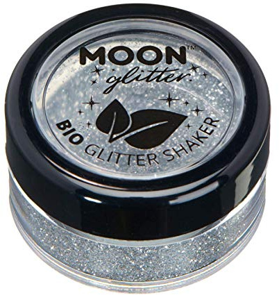 Biodegradable Eco Glitter Shakers by Moon Glitter - Silver - Cosmetic Bio Festival Makeup Glitter for Face, Body, Nails, Hair, Lips - 5g