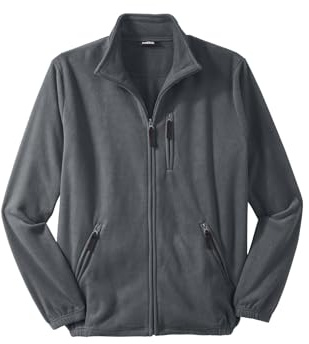 KingSize Men's Big & Tall Explorer Plush Fleece Full-Zip Jacket - 5XL, Steel