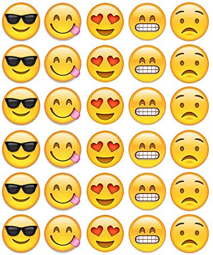 Lot de 30 décorations comestibles en papier gaufrette pour gâteaux d'anniversaire Motif emoji