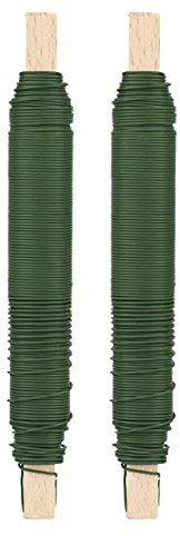 Inter Flowers GmbH Wickeldraht Sets -Bindedraht auf Holz gewickelt - Basteldraht Rostfrei Größen/Material Pflanzendraht Blumenwickeldraht Floristik Blumendraht (2, Grün Lackiert 0,65 mm / 38 m)