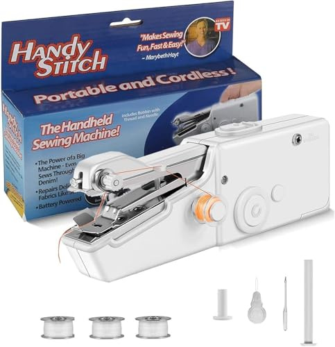 Handheld Sewing Machine, Mini Cordless Portable Electric Sewing Machine for Fabric Clothing Kids Cloth Pet Clothes
