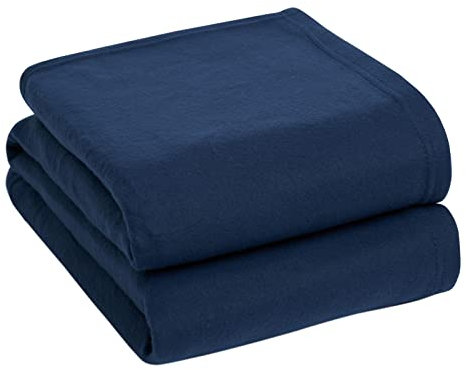 Dreamscene Navy Blue Throw for Sofa, Super Soft Warm Cosy Fleece Throw Blanket for Bed Lightweight Fluffy Single Bedspread Polar Fleece Blanket, 120 x 150cm
