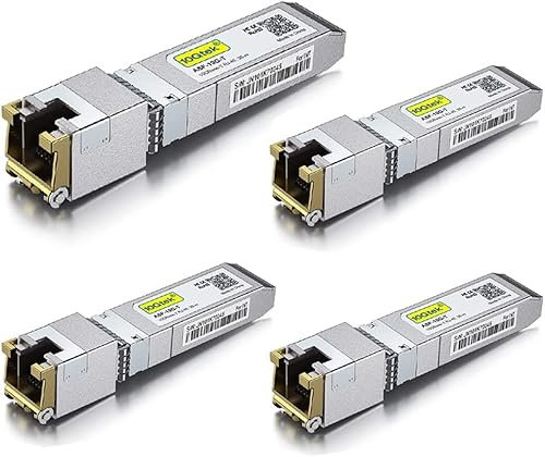 10Gtek 4-Stück 10Gb SFP+ auf RJ45 Modul 30-Meter, 10GBase-T Kupfer CAT.6a Transceiver Kompatibel für Cisco SFP-10G-T-S, Ubiquiti UniFi UF-RJ45-10G, MikroTik, Netgear, TP-Link, D-Link, Open Switch