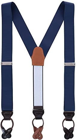 Trafalgar Men's Phoenix 38mm Grosgrain Non Stretch Ribbon Button End Braces (Suspenders), Navy
