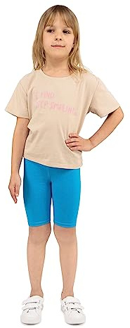 looksy Pantalones Cortos de Ciclismo para niñas: Colores clásicos sólidos y Vivos, Cintura elástica, Tela de algodón cómoda y Transpirable, duraderos y fáciles de Usar, Turquesa 9 años (134 cm)