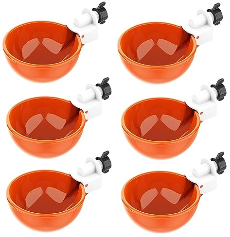 Fayemint 6 Piezas Bebedero Gallinas, Automático, Plástico, para Pollos, Patos, Palomas, Pavos, Conejos (Naranja)