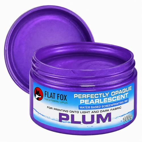 Flat Fox Perfectly Opaque Pearlescent Metallic Screen Printing Fabric Ink (Plum, 100g)