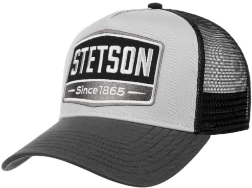 Stetson Classic Fedora in feltro di lana, cappello casual vintage grigio da uomo, autunno/inverno, Grigio e nero., Taglia unica