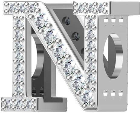 ChenYuTe 925 sterlingsilver bokstavsberlocker A~Z 5A zirkon bokstäver berlocker pärla alfabet berlock kompatibel med europeiska armband och halsband, Sterlingsilver, Kubisk zirkonia