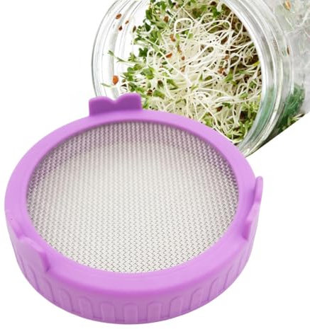 Tapa coladora para tarros de germinación | Tapas de germinación de tarros Mason | Kit de cultivo de microverduras para brotes de frijol | Kit de tarros Mason de boca ancha | Tapas de germinación de