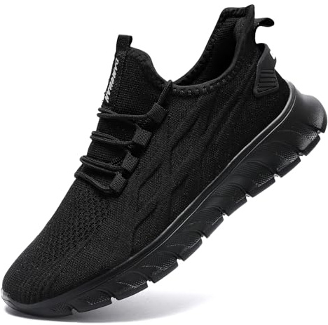 IEBPEH Scarpe da corsa da uomo, scarpe da ginnastica, leggere, per il tempo libero, traspiranti, da tennis, per il fitness, per l'escursionismo, A nero, 41 EU