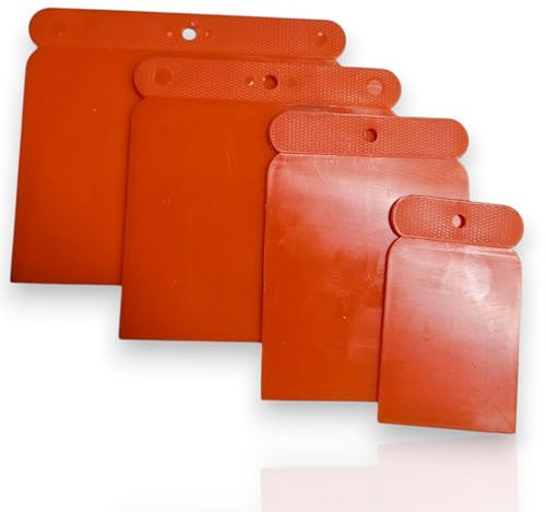 Set di 4 Spatole Giapponesi in Plastica per Carrozzeria per stucco - Flessibile e Resistente Agli Acidi 47-72-96-115 mm