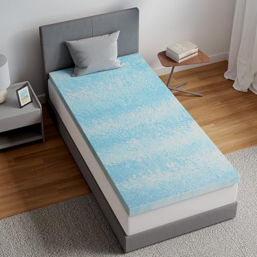 Novilla Memory Foam Mattress Topper Twin - 3 Inch Cooling Gel Infused Memory Foam | Slow-Rebound Pressure Relief | CertiPUR Certified | Comfort for Sleeper Sofa, RV, Camper, Dorm Room