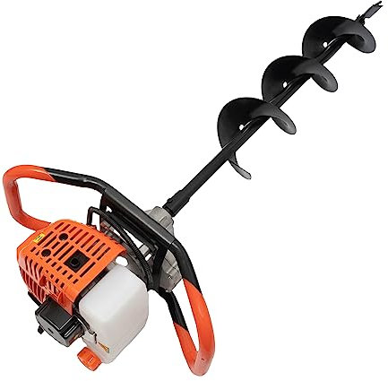 Broca de gasolina de 52 cc con 3 brocas (100/150/200 mm), 1,98 CV y 108 cm de profundidad, ahorro de combustible 600 g/kWh + amortiguación de vibraciones, incluye extensión y juego de accesorios, para