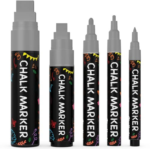 Chalkola 5 Marqueur Craie Effacable Tableau Noir - Crayon à Craie Gris