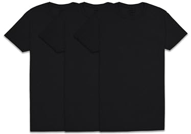 Fruit of the Loom Men's Undershirts, Moisture Wicking & Tag Free, Short Sleeve Crew T-Shirts, Black - 3 Pack, XX-Large