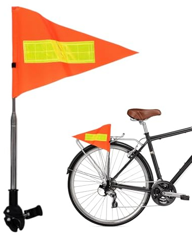 Cykelflagga med stolpar för säkerhet – Reflekterande, vattentät synlighetsflagga, sänkbar vimpeltillbehör för barn och vuxna, perfekt för cykel, skoter, rullstol, golfvagn