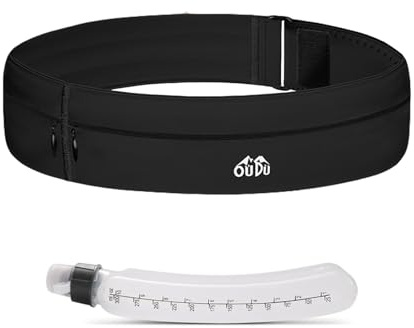 YIXIUTEN Slim Running Belt with Water Bottle - Workout Fanny Pack for Men & Women, Fits 7 inches Phones, Lightweight Waist Pack for Running Hiking Walking Jogging Climbing(Medium)