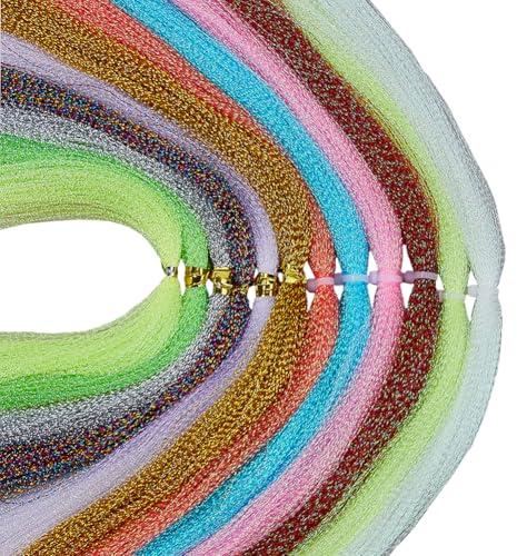 SUPERFINDINGS 12 Kit di Materiali per Montaggio Mosche 12 Colori Cristallo con Flashabou Forniture di Fabbricazione di Esche per Pesca Esterna e Accessori FAI DA TE
