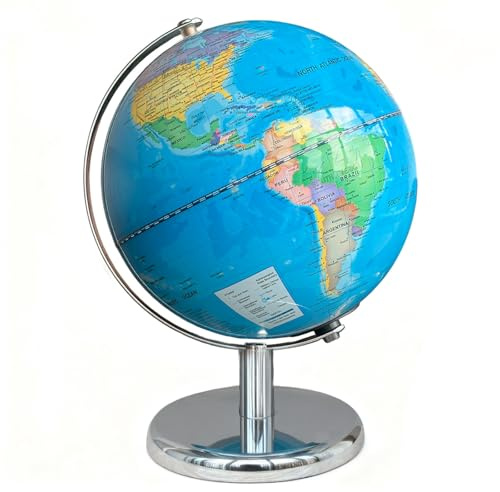 Sexacohu 8'' Illuminated Globe for Kids(World Globe with Stable Heavy Metal Base Rewritable Easy-Read High Clear Map Educational Interactive for Children Learning STEM Toy Present for 3+ Years Old)
