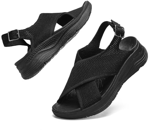 Hanani Womens Orthopedic Sandals Adjustable Strap Sandals Arch Support Ladies Summer Wedge Slingback Sliders Platform Walking Shoes Washable Slide Sport Girls Casual Thick Bottom Beach Shoes