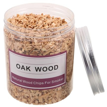 TOYANDONA Astillas de Madera para Ahumar Barbacoa de Roble 130-140g Tamaño Mediano, Virutas Aromatizadas para Ahumar Cócteles y Whisky en Exteriores, Caja para Ahumador de Parrilla