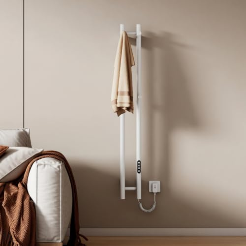 EMKE Toallero Eléctrico Inteligente Bajo Consumo, 120x12 cm,Blanco | Radiador Toallero WiFi de Fibra de Carbono, Termostato 30-70°C, Programable, de Pared,6 modos