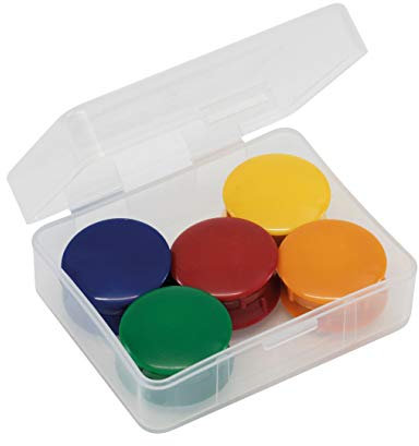TimeTEX Set Haft-Magnete in Box - 10 Stück - 27 mm ø - je 2 Magnete in den Farben: gelb - rot - grün - blau - orange - rund - starke Magnethaftung - 93137