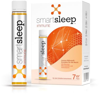 smartsleep® IMMUNE – Innovativer Immun-Drink für die Nacht mit Vitaminen, Zink & Aminosäuren – 7 Trinkampullen – Vegan, zuckerfrei & Made in Germany