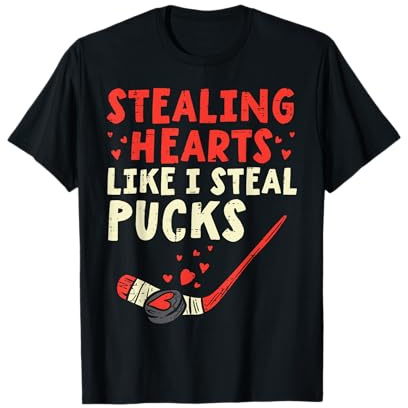 Stealing Heart Like I Steal Pucks Valentines Day Hockey Gift T-Shirt
