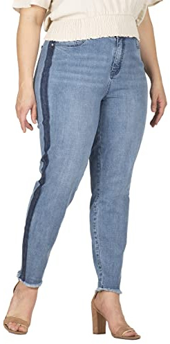 Standards & Practices Women's Plus Size Denim Skinny Jeans with Shadow Leg Stripe Size 18