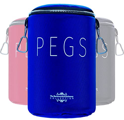 The Barkworth & Hathaway - Borsa porta mollette impermeabile e con chiusura a cerniera, con tracolla e gancio, in nylon 1680D resistente, resistente alle intemperie, per mollette da bucato, grigio