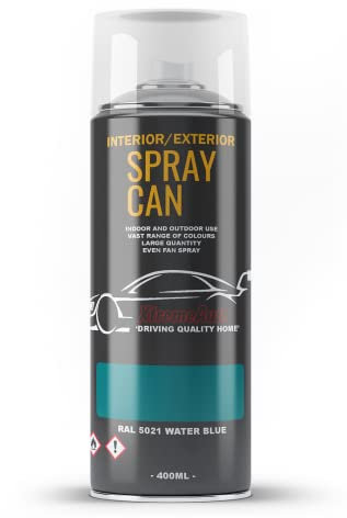 Xtremeauto Spray Paint Finish For Indoor And Outdoor Use Garden Cars Home Kitchen Bathroom Furniture Art Craft Bikes Radiators Metal Wood Plastic Glass UPVC Stone PVC RAL 5021 Water blue