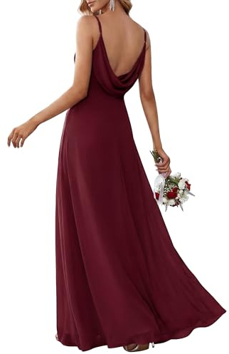 Ever-Pretty Robes de Demoiselle d'honneur Col en V sans Manche Mousseline Maxi Robe évasée ES80026