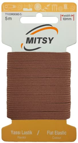 MITSY Reißfeste Gummiband Gummibänder zum Nähen Breit 10 mm 5 m Braun Stark Gummilitze für Hosengummi Haushalt DIY Handwerk Stoffe zum Nahen