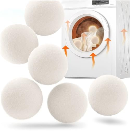 Lot de 3 balles de séchage en laine naturelle réutilisables pour adoucir le linge, réduire le temps de séchage, réduire les plis et les peluches, convient à tous les sèche-linge