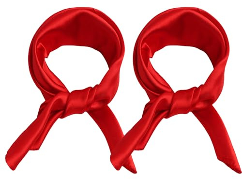 Yenvory Pañuelo rojo Neckerchefs para mujer, 50 x 50 cm, 2 piezas, pañuelo de seda ligero para hombre y mujer, Talla única
