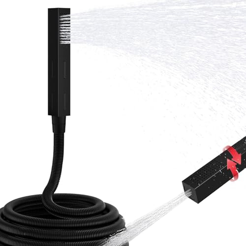 Dual Function Handheld Shower Head, Brass 2 in 1 Function Square Shower Wand High Pressure with 59 Inch Hose, Matte Black（Without Bracket）
